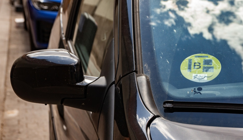06.19.2024,,Madrid,,Spain:,Low,Emission,Zone,B,Sticker,On,Car,